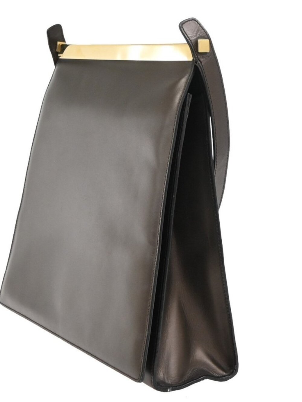 GUCCI Logo Shoulder Hand Bag Leather 001 2058 Brown GHW Italy 62YH897 - Picture 2 of 16